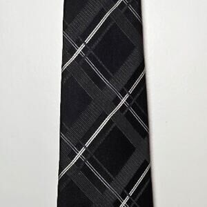 Donald J. Trump Signature Collection Mens Neck Tie Black Gray Stripes 100% Silk
